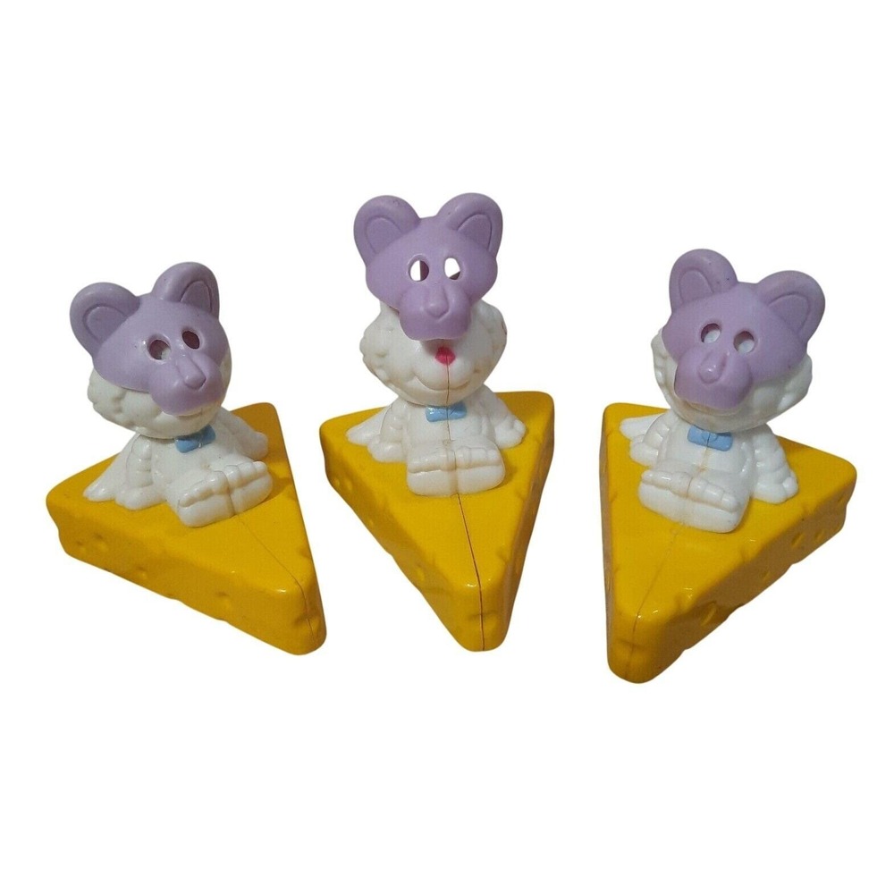 VTG 1987 Hallmark Purr-Tenders Scamp-Purr Lot/3 BK Cheese Cat Mouse Toy Figures